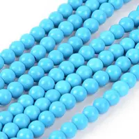 1 Strand Dyed Deep Sky Blue Round Synthetic Turquoise Beads Strands
