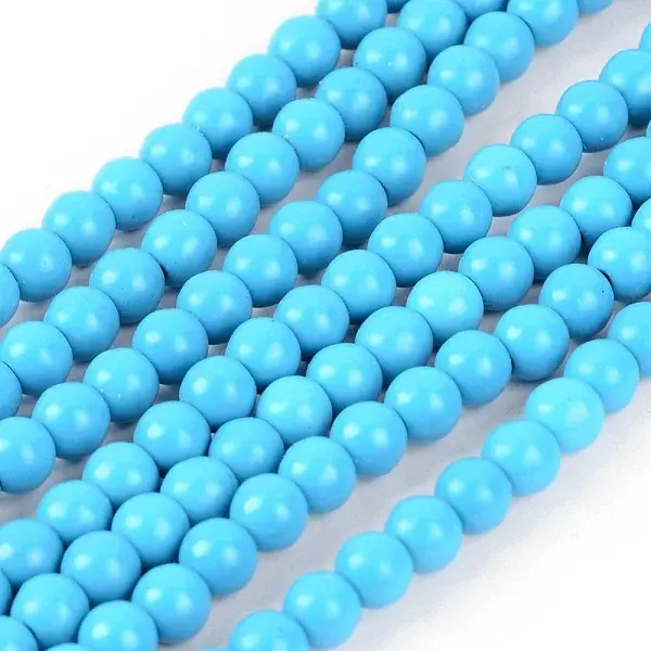 1 Strand Dyed Deep Sky Blue Round Synthetic Turquoise Beads Strands