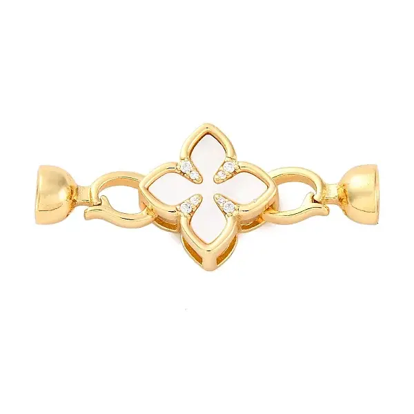 Brass Micro Pave Clear Cubic Zirconia Fold Over Clasps