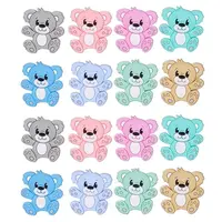16Pcs 8 Colors Cartoon Bear Silicone Focal Beads