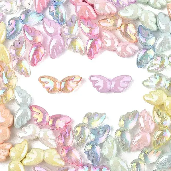 60Pcs 2 Styles Transparent & Opaque UV Plating Acrylic Beads