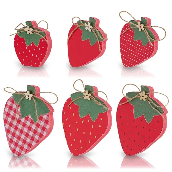 Wood Strawberry Desktop Decoration