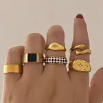 Zinc Alloy Enamel Ring Set