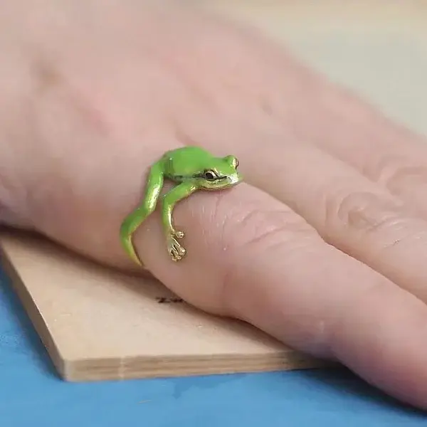 Frog Alloy Enamel Cuff Rings