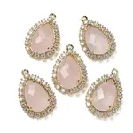 Natural Rose Quartz Faceted Teardrop Pendants