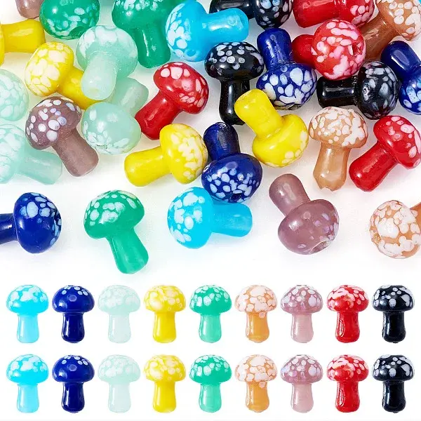 36Pcs 9 Colors Handmade Lampwork Beads