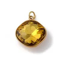 316 Stainless Steel Faceted Glass Pendants