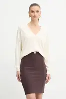 Svetr s příměsí vlny Elisabetta Franchi béžová barva, MK34S57E2