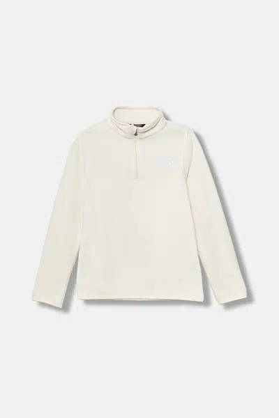 Dětská mikina The North Face TEEN GLACIER 1/4 ZIP PULLOVER béžová barva, hladká, NF0A8CVGQLI1