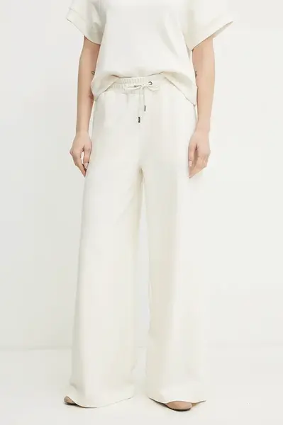 Tepláky BOSS Orange dámské, béžová barva, široké, high waist, 50536743