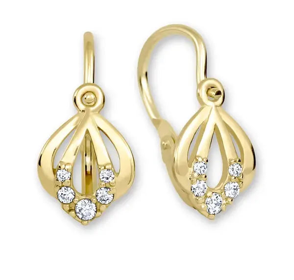 Soliter Něžné zlaté náušnice s čirými krystaly 239 001 00728