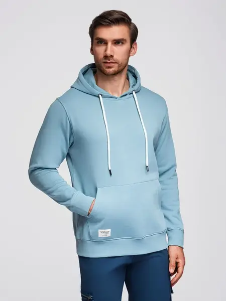 Ombre Men's kangaroo sweatshirt with hood - blue