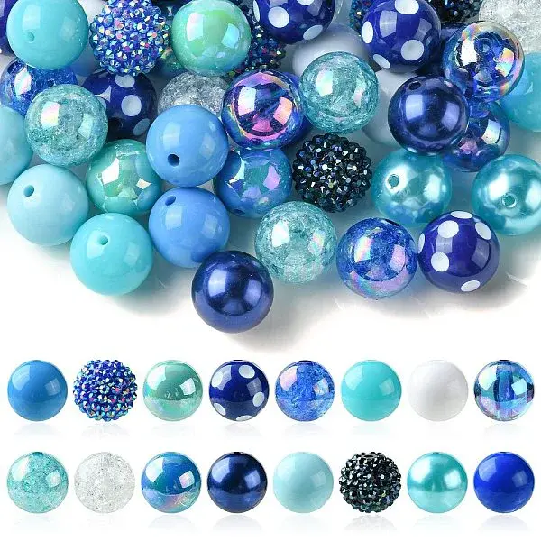 50Pcs Chunky Bubblegum Round Acrylic Beads