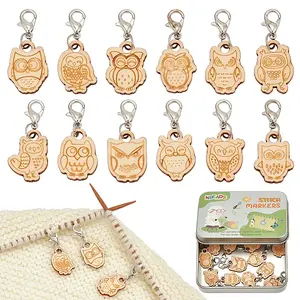 Wood Owl Pendant Locking Stitch Markers