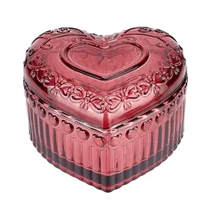 Heart Shaped Glass Jewelry Storage Boxes