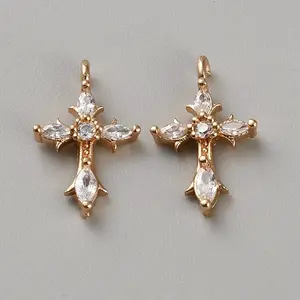 Brass Micro Pave Clear Cubic Zirconia Pendants