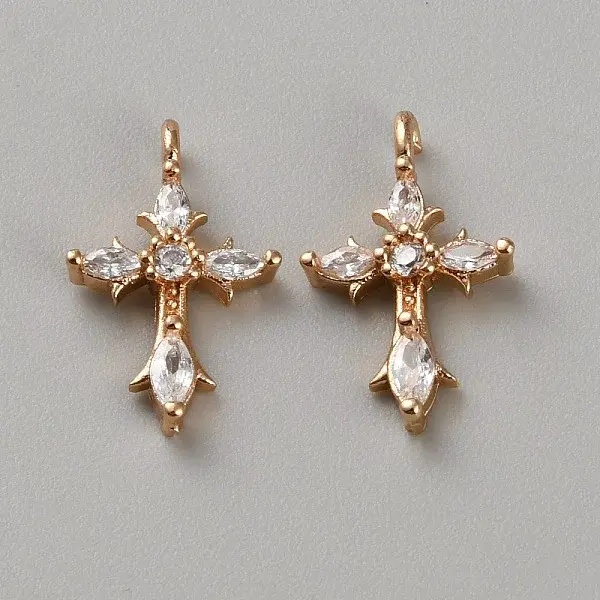 Brass Micro Pave Clear Cubic Zirconia Pendants