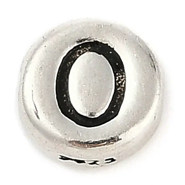 925 Sterling Silver Flat Round with Letter Beads