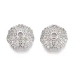 Brass Micro Pave Clear Cubic Zirconia Bead Caps