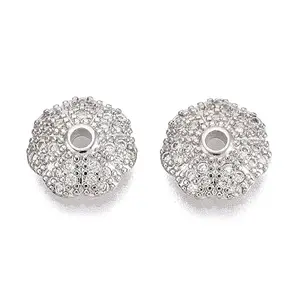 Brass Micro Pave Clear Cubic Zirconia Bead Caps