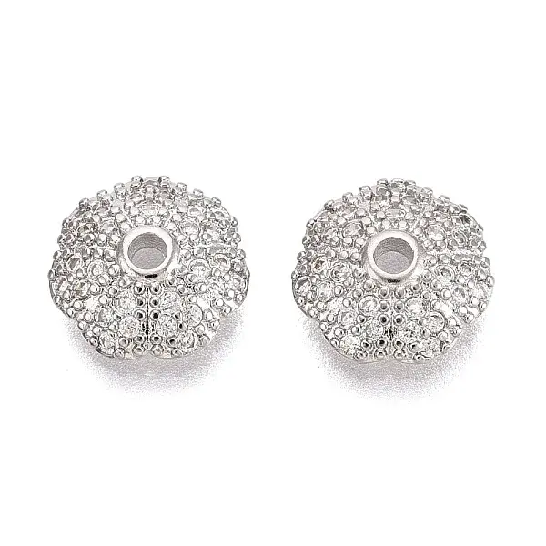 Brass Micro Pave Clear Cubic Zirconia Bead Caps