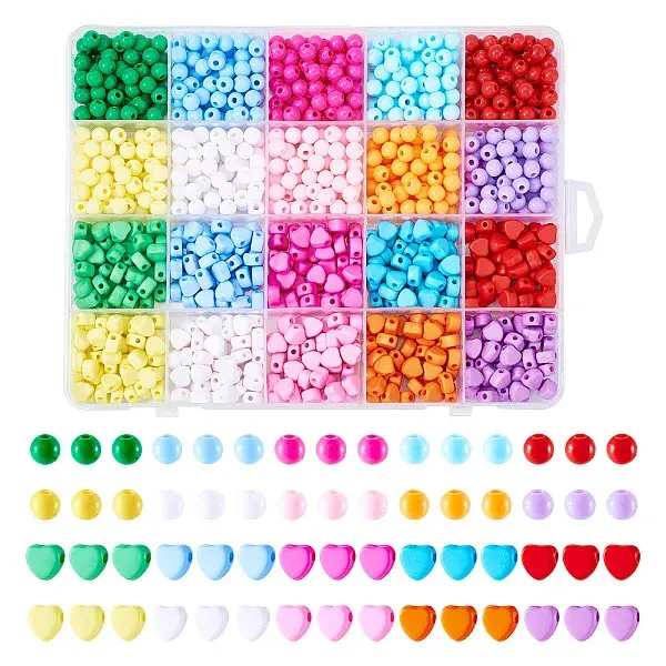 1000Pcs 20 Colors Opaque Acrylic Beads