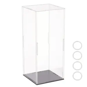 Rectangle Transparent Acrylic Minifigures Display Boxes with Black Base