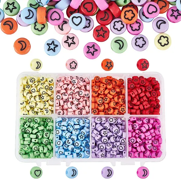 1600Pcs 8 Colors Opaque Acrylic Beads
