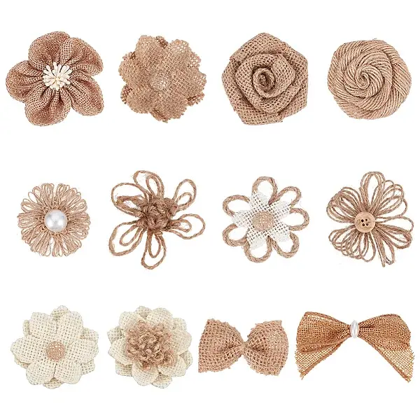 36Pcs 12 Styles Handmade Linen Ornament Accessories