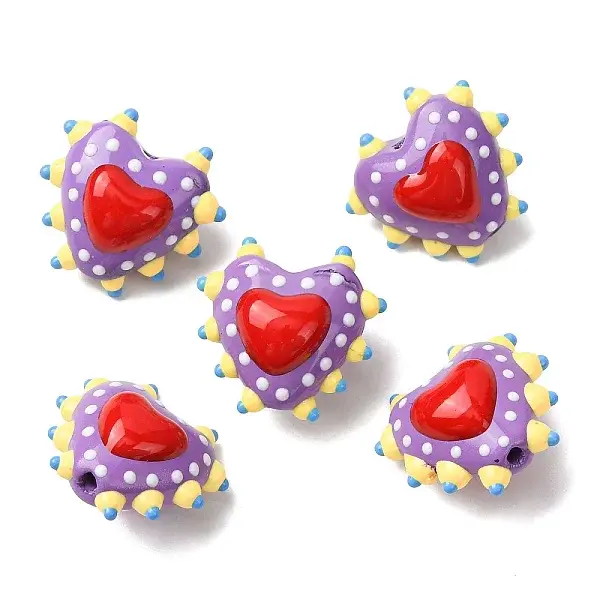Baking Painted Glass Bumpy Beads Heart
