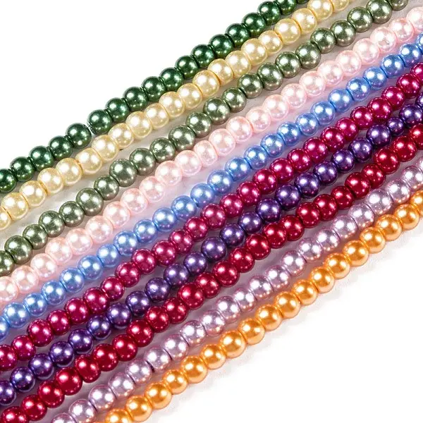 Baking Paint Glass Pearl Bead Strands