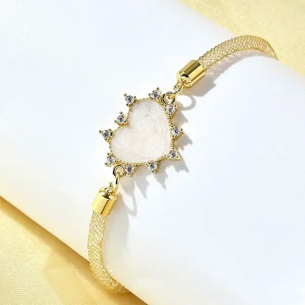 Brass Micro Pave Clear Cubic Zirconia Link Bracelets for Women