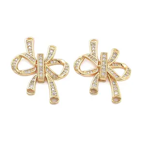 Brass Micro Pave Clear Cubic Zirconia Fold Over Clasps