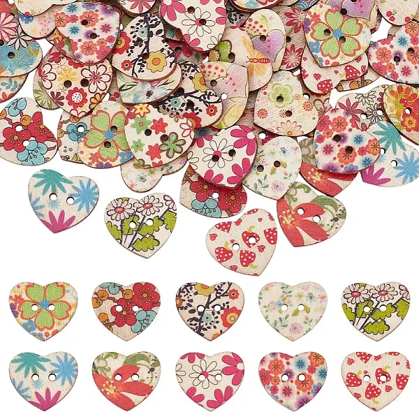 100Pcs 2-Hole Wood Buttons