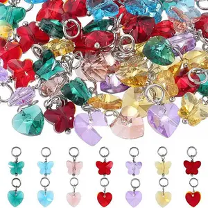 84pcs 14 style Faceted Transparent Glass Charms