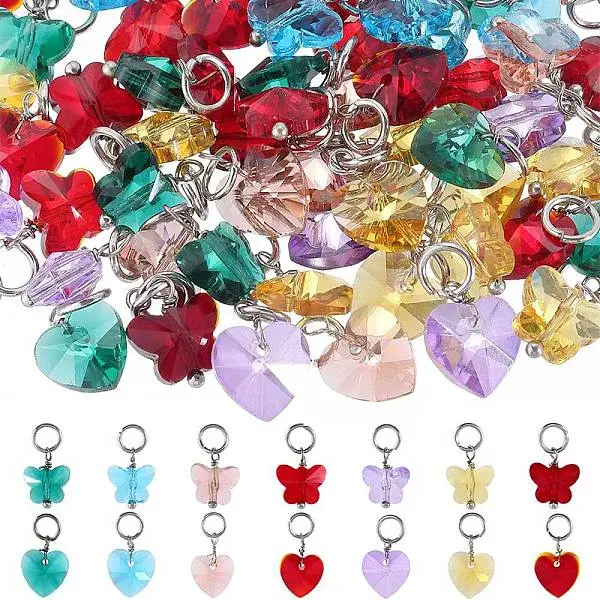 84pcs 14 style Faceted Transparent Glass Charms