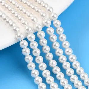 Baking Paint Pearlized Glass Pearl Bead Strands