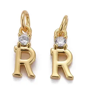 Brass Micro Pave Clear Cubic Zirconia Pendants
