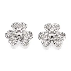 Brass Micro Pave Clear Cubic Zirconia Bead Caps