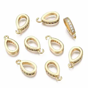Brass Micro Pave Clear Cubic Zirconia Pendants