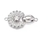 Brass Micro Pave Clear Cubic Zirconia Fold Over Clasps