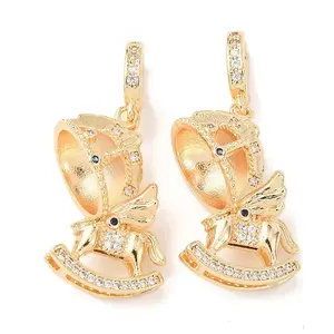 Brass Micro Pave Cubic Zirconia Peg Bails