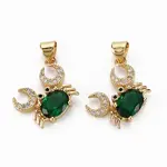 Brass Micro Pave Green Cubic Zirconia Pendants
