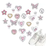 24Pcs 12 Styles Alloy Rhinestone & Resin Shoelace Buckle Clips