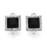 Brass Micro Pave Clear Cubic Zirconia and Glass Connector Charms