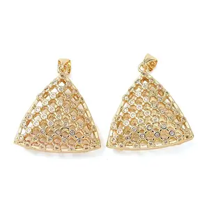 Brass Micro Pave Clear Cubic Zirconia Pendants