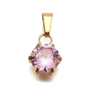 304 Stainless Steel Pave Cubic Zirconia Pendants