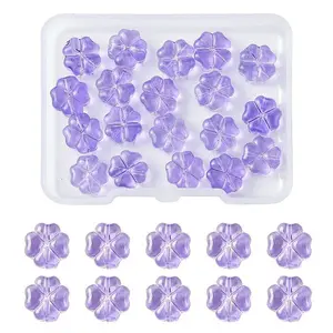 20Pcs Transparent Spray Painted Glass Beads