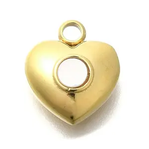 Ion Plating(IP) 304 Stainless Steel Pave Shell Heart Charms