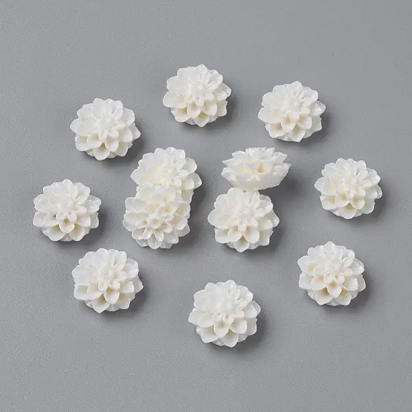 15MM White Flower Resin Cameo Cabochons for Finger Ring Making